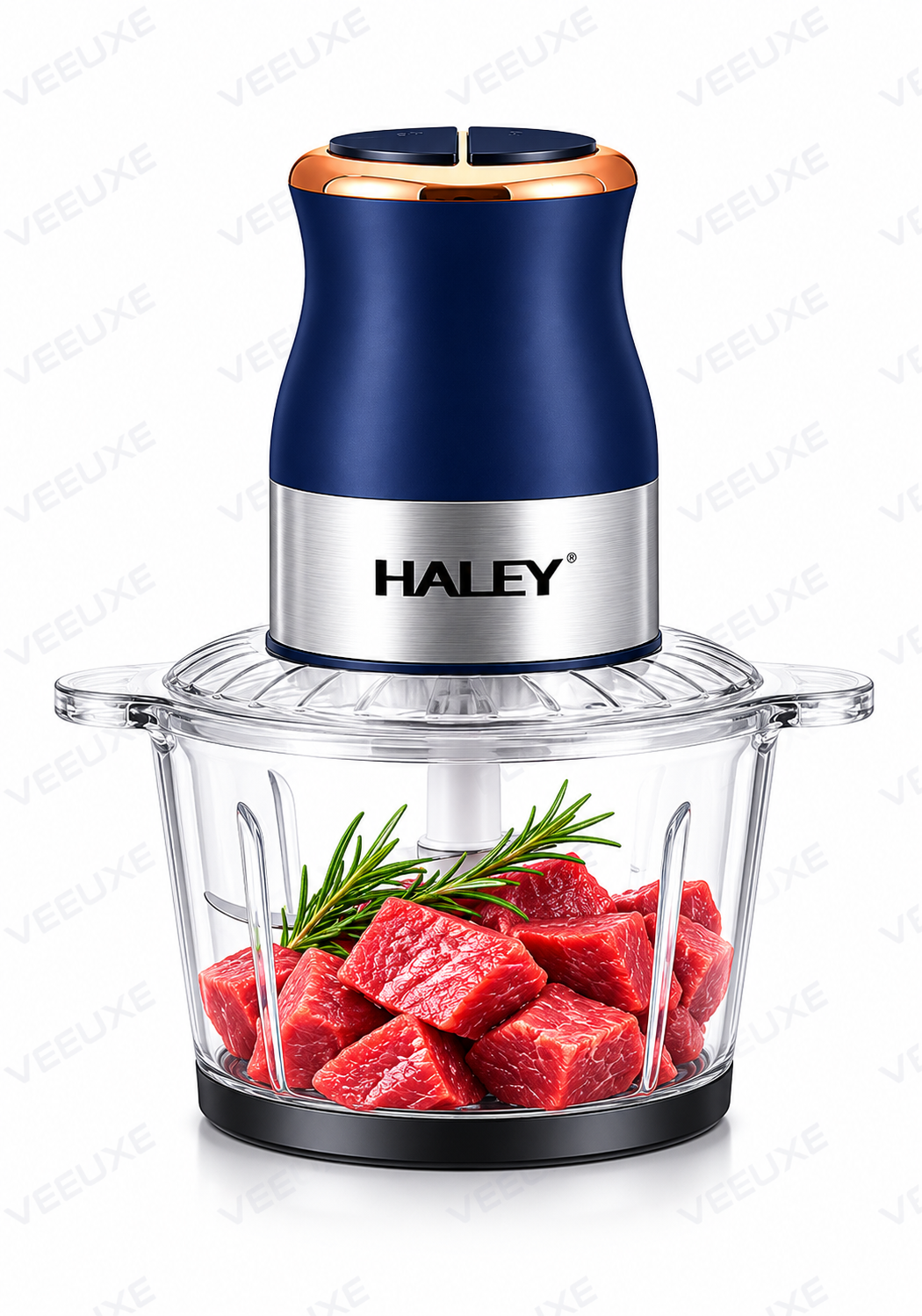 ac85a14d-87b6-44c1-94d6-74bc0ed391c6 مفرمة طعام كهربائية HALEY بسعة 2 لتر، قدرة 500 واط، سرعتان، وعاء زجاجي وشفرات ستانلس ستيل مزدوجة – موديل HY-1203 - الصورة 1
