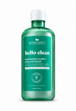 ماء ميسيلار Hello Clean Niacinamide Clarity 500ml بشاي أخضر، مستخلص الخيار، وإنولين للتحكم بالزيوت وتنقية البشرة