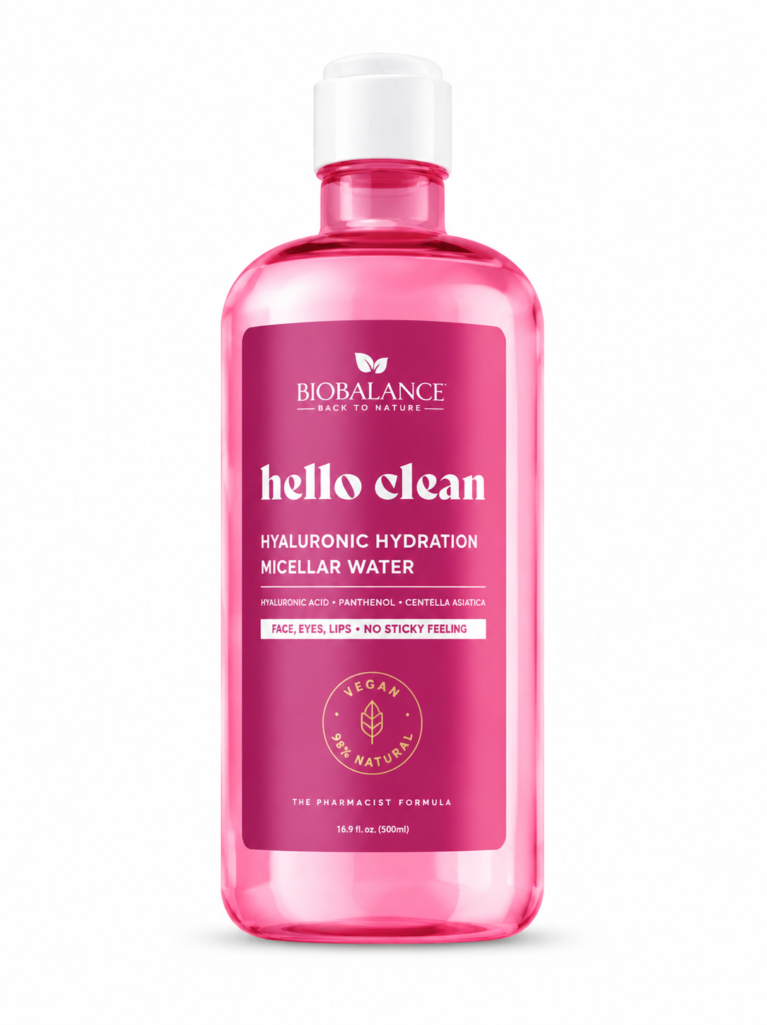 5d9e0bbe-c079-4eb4-ae22-559f4559a9ed ماء ميسيلار Hello Clean Hyaluronic Hydration 500ml بالأحماض الأمينية، Pentavitin وCentella Asiatica لترطيب البشرة العميق - الصورة 1