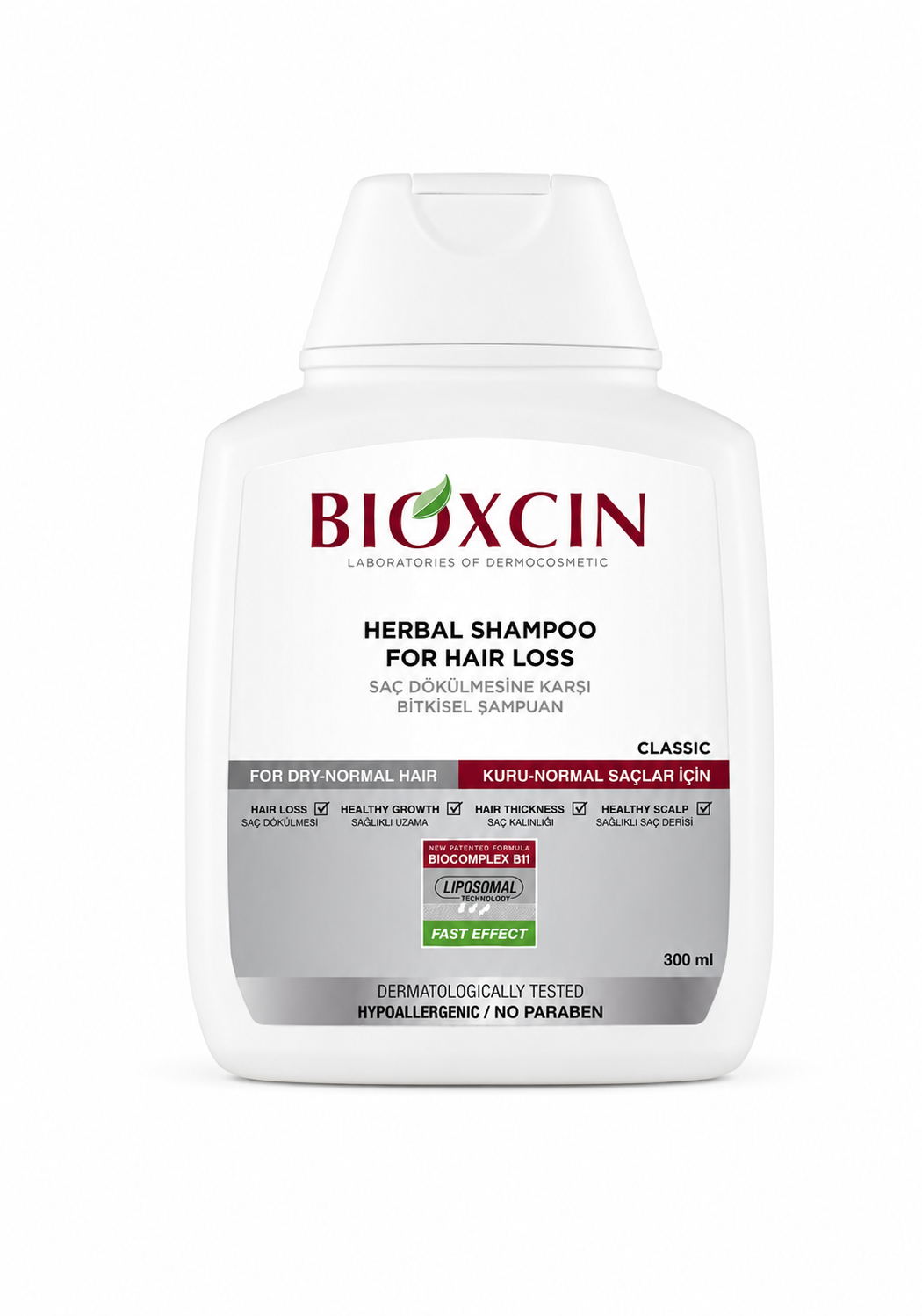 بيضا2 شامبو Bioxcin Klasik ضد التساقط للشعر الجاف والعادي – 300 مل - الصورة 1
