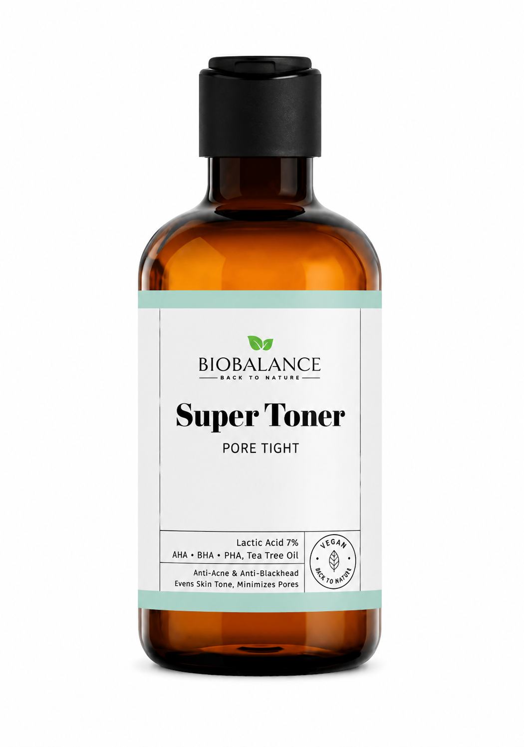 تم تونر BIOBALANCE Super Toner لتقليل المسام – 250 مل | حمض اللاكتيك 7% + زيت شجرة الشاي - الصورة 1