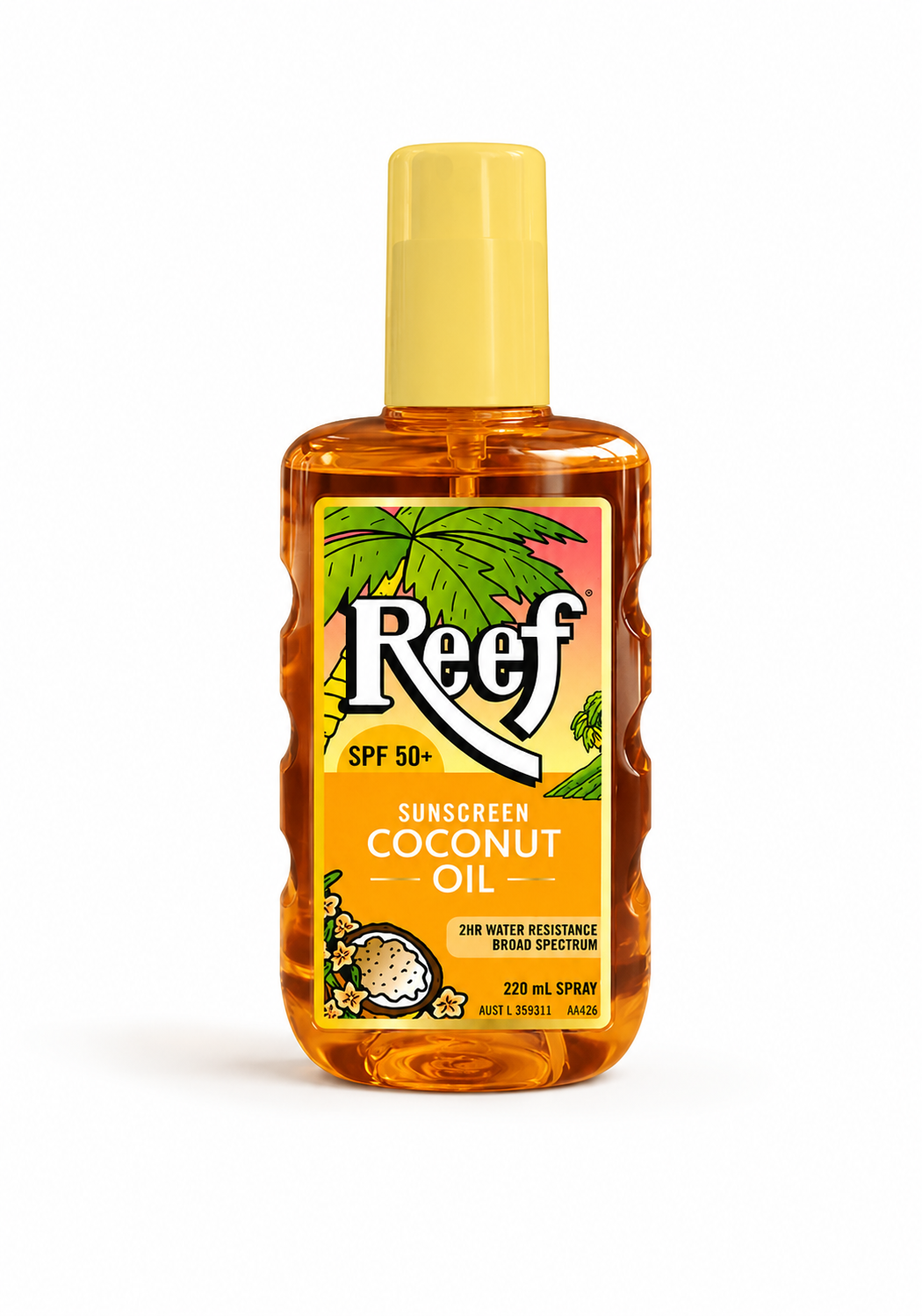 زيت واقي شمس Reef SPF 50+ زيت واقي شمس Reef SPF 50+ بجوز الهند – بخاخ حماية واسعة 220 مل - الصورة 1