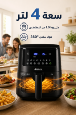 ⁦قلاية هوائية Ariete 4633 بسعة 4 لتر وقدرة 1400 واط مع Grill وShake - أسود⁩ - الصورة ⁦4⁩