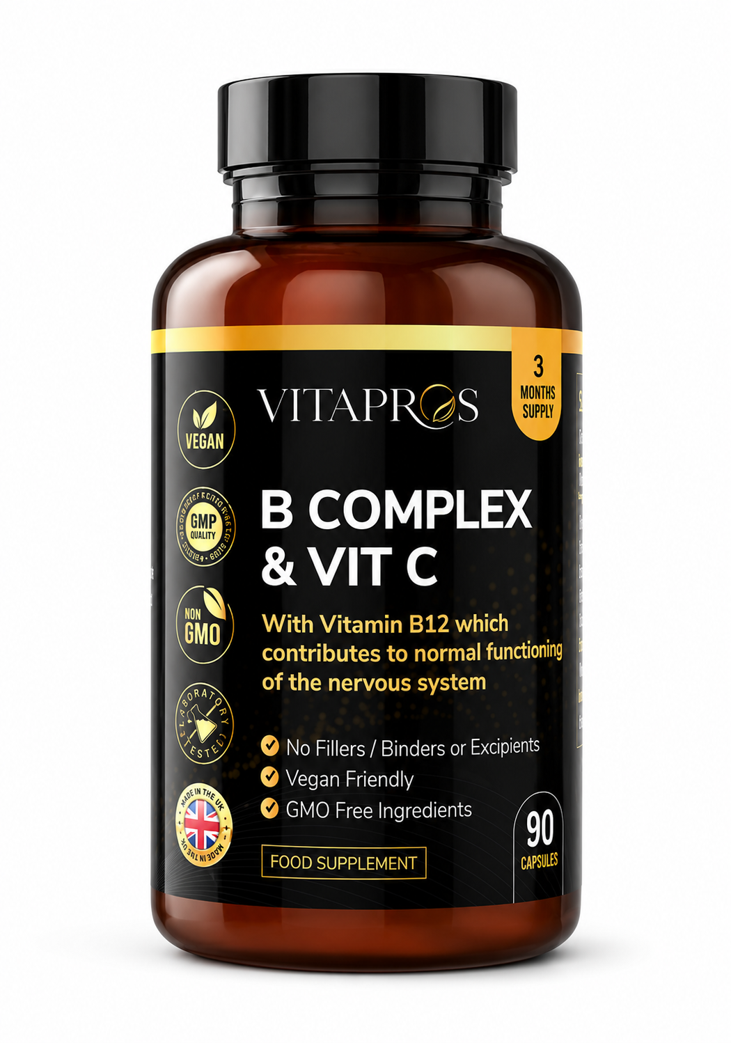 2558ba24-d696-48ca-a33c-0bfa428d2de8 فيتابروس B Complex مع فيتامين C وB12 – دعم الطاقة والأعصاب | 90 كبسولة - الصورة 1