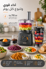 ⁦محضرة طعام Kenwood FDP05.80GY متعددة الوظائف 750 واط مع خلاط⁩ - الصورة ⁦2⁩