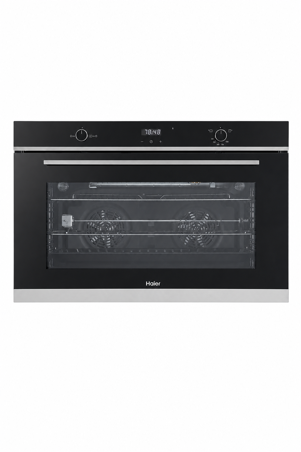 3aeea335-7b7e-4542-b5fa-89319f4bc340.png فرن غاز مدمج Haier HOX 9125 BX مقاس 90 سم بسعة 125 لتر ومروحتين حراريتين - الصورة 1