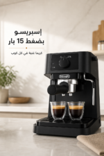 ⁦ماكينة إسبريسو De'Longhi EC230.BK بضغط 15 بار مع رغوة حليب ستانلس ستيل⁩ - الصورة ⁦2⁩