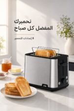 ⁦محمصة خبز Braun PurShine بفتحتين وقدرة 900 واط، موديل HT 1510 BK⁩ - الصورة ⁦3⁩