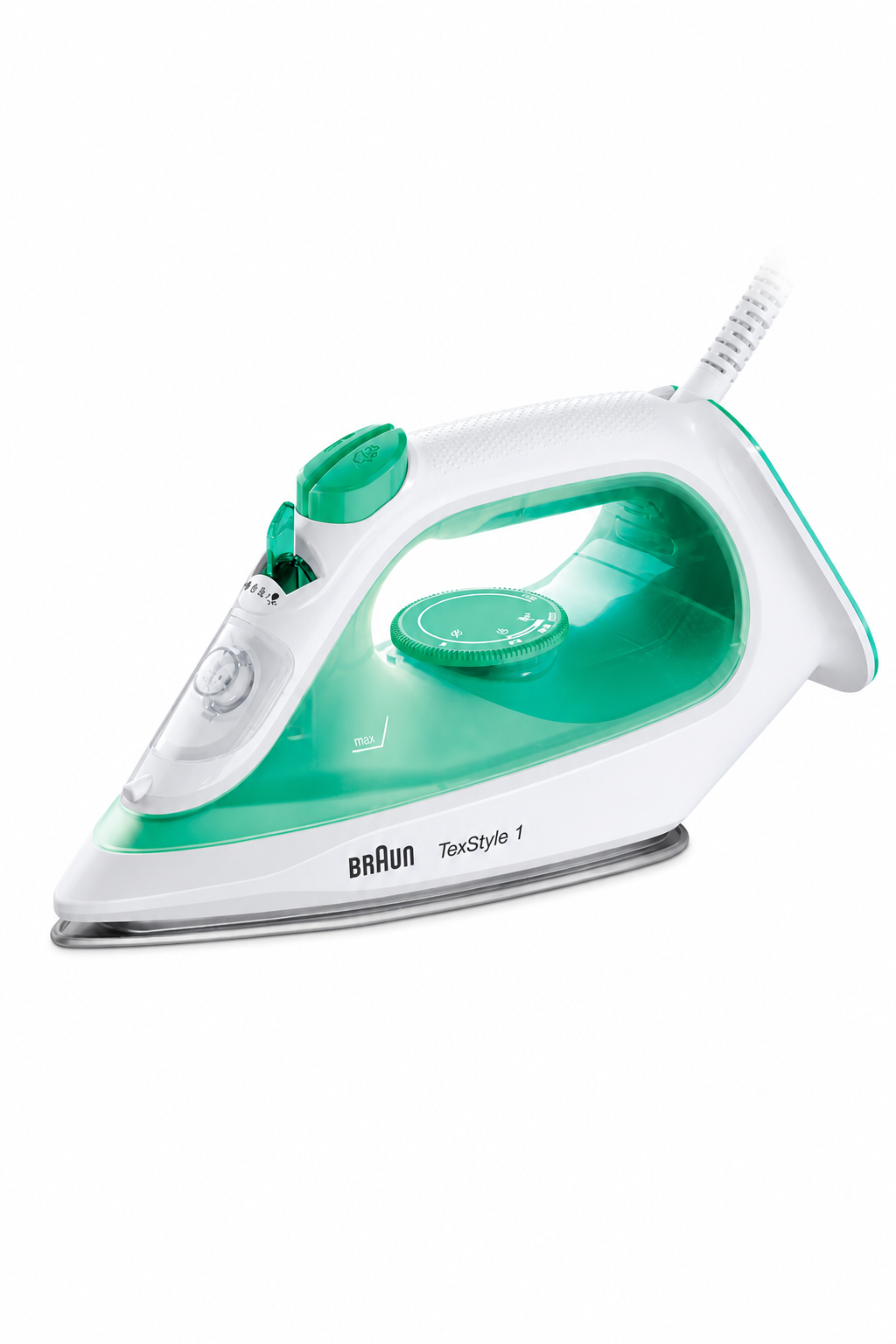 98521097-46a8-4d0e-8d47-152d963d01e4.png مكواة بخار Braun TexStyle 1 SI1040GR بقدرة 2000 W ولوح Super Ceramic - الصورة 1