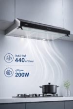 ⁦شفاط كاسيت Haier HCH-C190B4BX عرض 90 سم بواجهة زجاجية سوداء لامعة⁩ - الصورة ⁦3⁩
