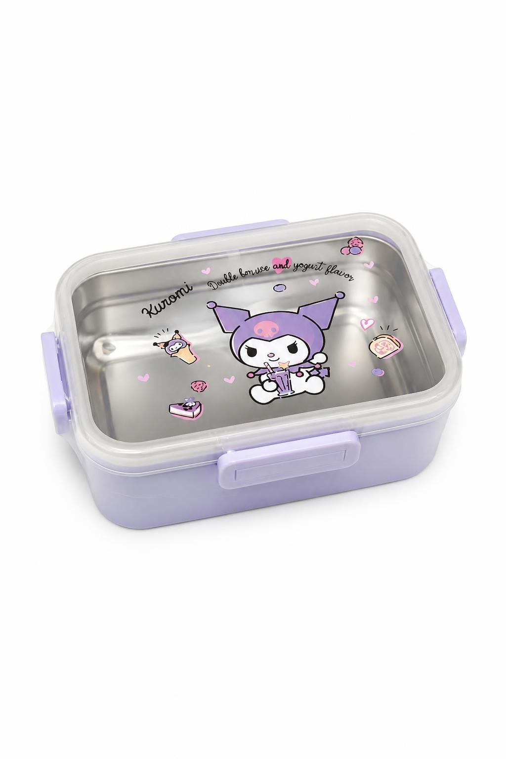 01466082-a599-4245-bf8d-608225e22a9d.jpg حافظة طعام ستانلس ستيل مع ملعقة بتصميم Kuromi - 3601495 - الصورة 1