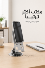 ⁦حامل هاتف مكتبي QBest معدني بزاوية فتح 360 درجة QB2004⁩ - الصورة ⁦2⁩