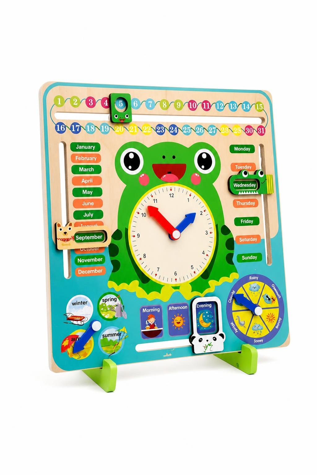 087bb6b9-8aa0-4d1f-b562-d6d34c6bfdd4.jpg لعبة تعليم الساعة والتقويم والطقس بالإنجليزية موديل 587 - الصورة 1