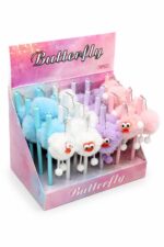 قلم جل أزرق Butterfly 6490 مع لعبة فرو ناعمة