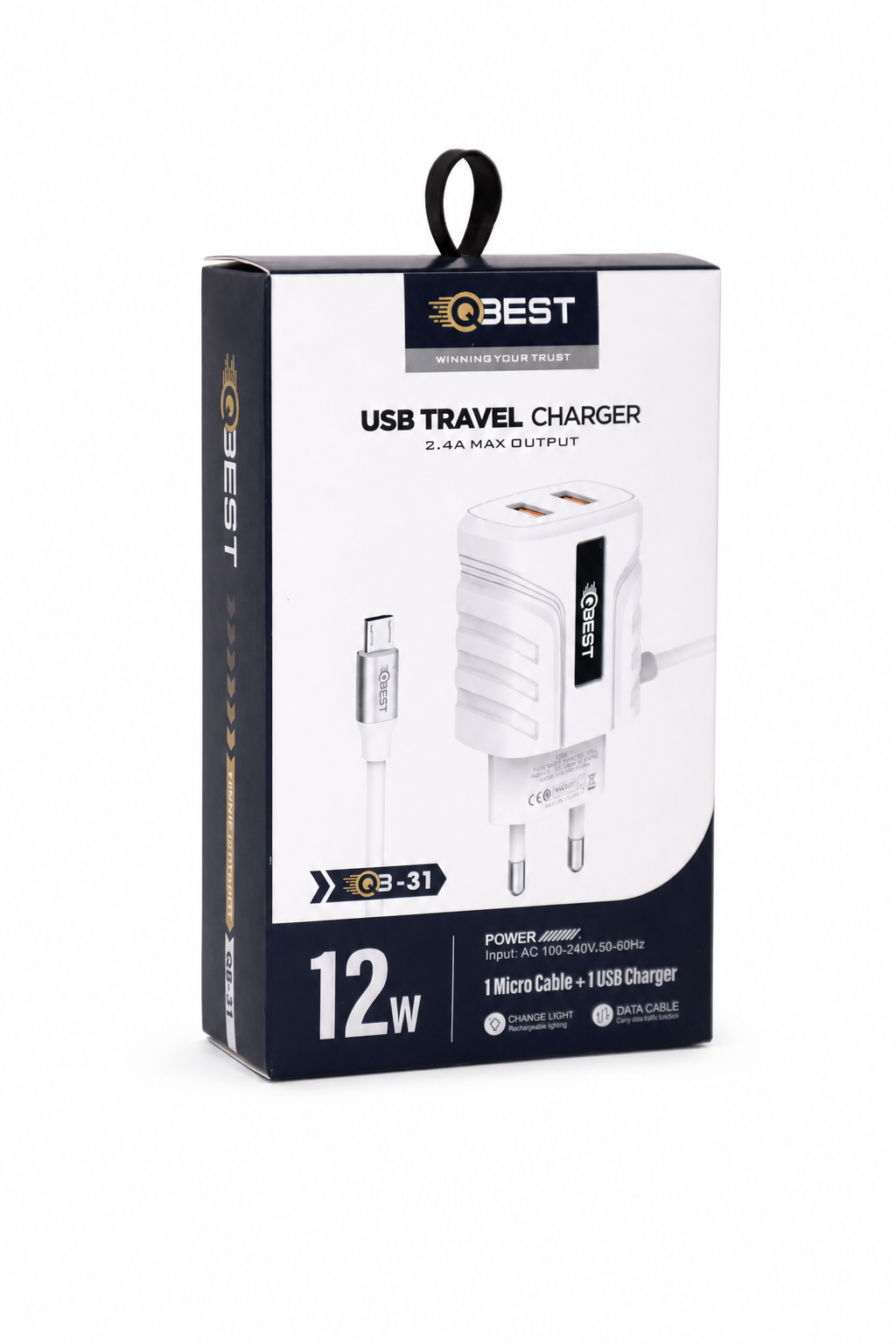 18c15e2b-fd5e-4b6e-8fb8-b7eacbafa025.png شاحن QBest بقدرة 12W ومنفذي USB QB31 - الصورة 1