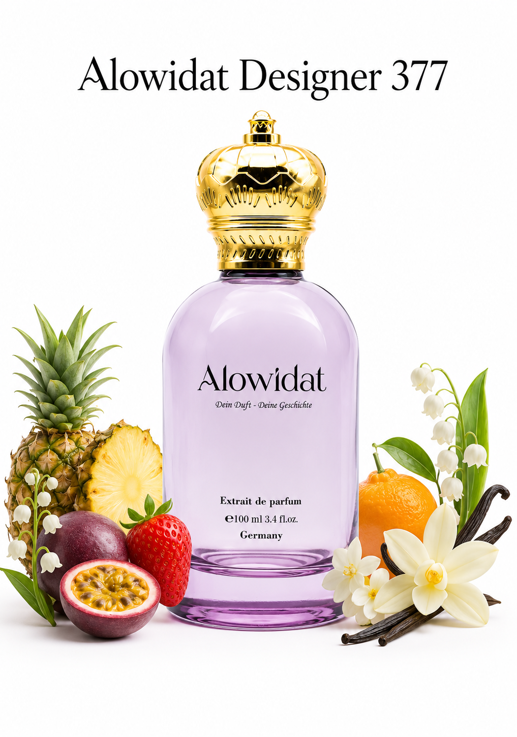 1a2ab157-2227-4f96-a589-da4a0a137acb عطر نسائي Alowidat Designer 377 – فاكهي زهري بلمسة فانيليا مسكية - الصورة 1