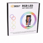 حلقة إضاءة QBest QB953 RGB LED قياس 46 مع قاعدة تثبيت