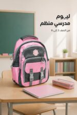 ⁦حقيبة مدرسية وردية 3 سحابات للصف الثاني حتى السادس - 2865737⁩ - الصورة ⁦2⁩