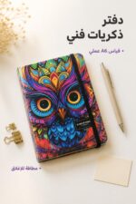 ⁦دفتر ذكريات فني A6 بمطاطة وتصميم بومة ملون - 8756⁩ - الصورة ⁦2⁩