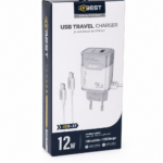 شاحن USB QBest بقدرة 12 واط مع وصلتي Micro QB37