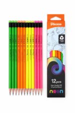 علبة أقلام رصاص Pikasso Neon HB، 12 قلم - 12071