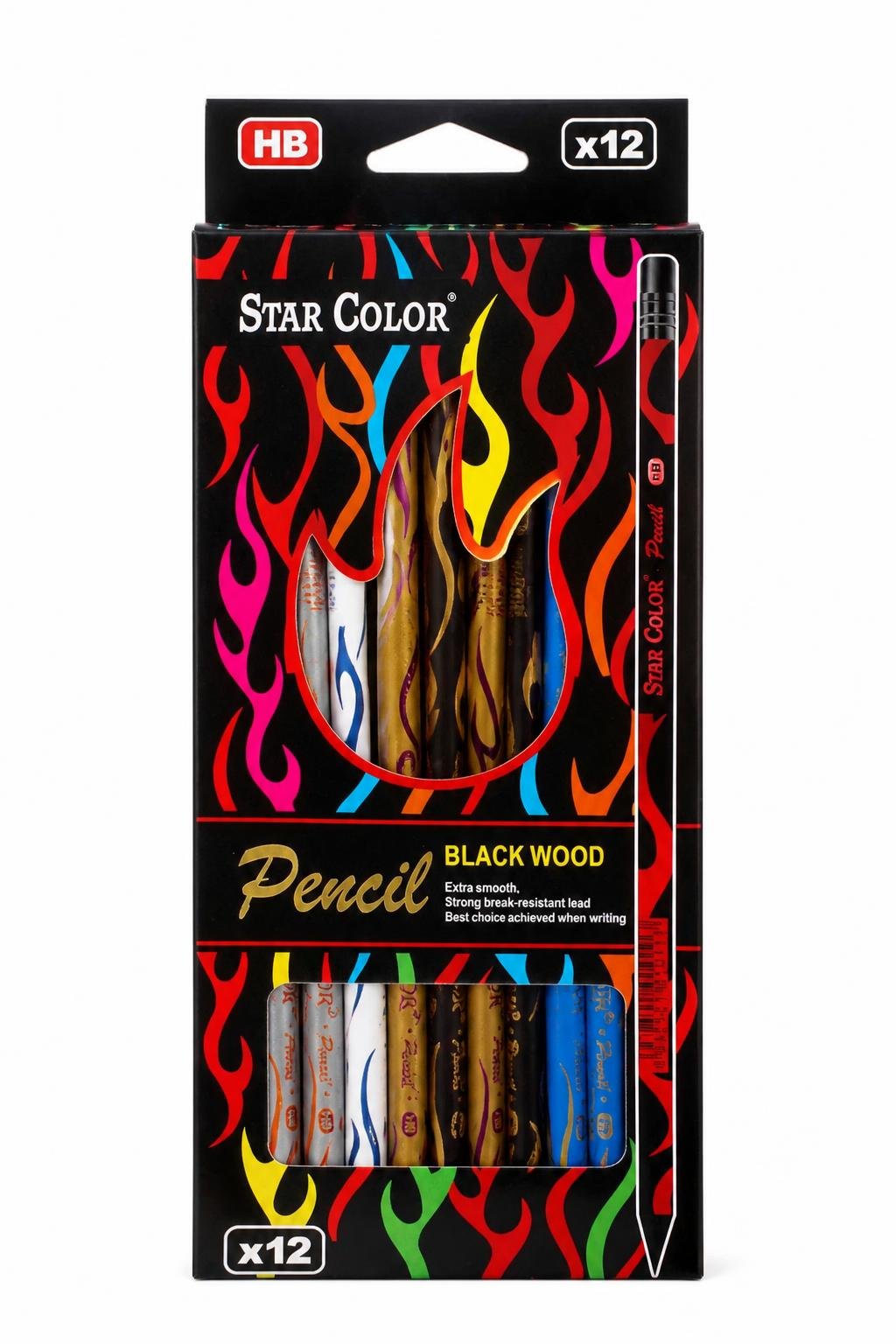 3900463f-209c-4ea3-83a2-9582e2b5bd11.jpg علبة أقلام رصاص خشبية Star Color HB عدد 12 - موديل 8791 - الصورة 1