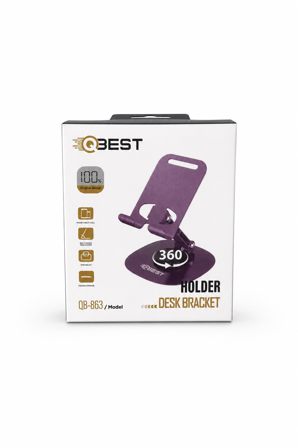 39b66361-2ca7-47a7-938e-7cc05cd19bd6.png حامل هاتف مكتبي QBest معدني بزاوية 360 درجة QB863 - الصورة 1