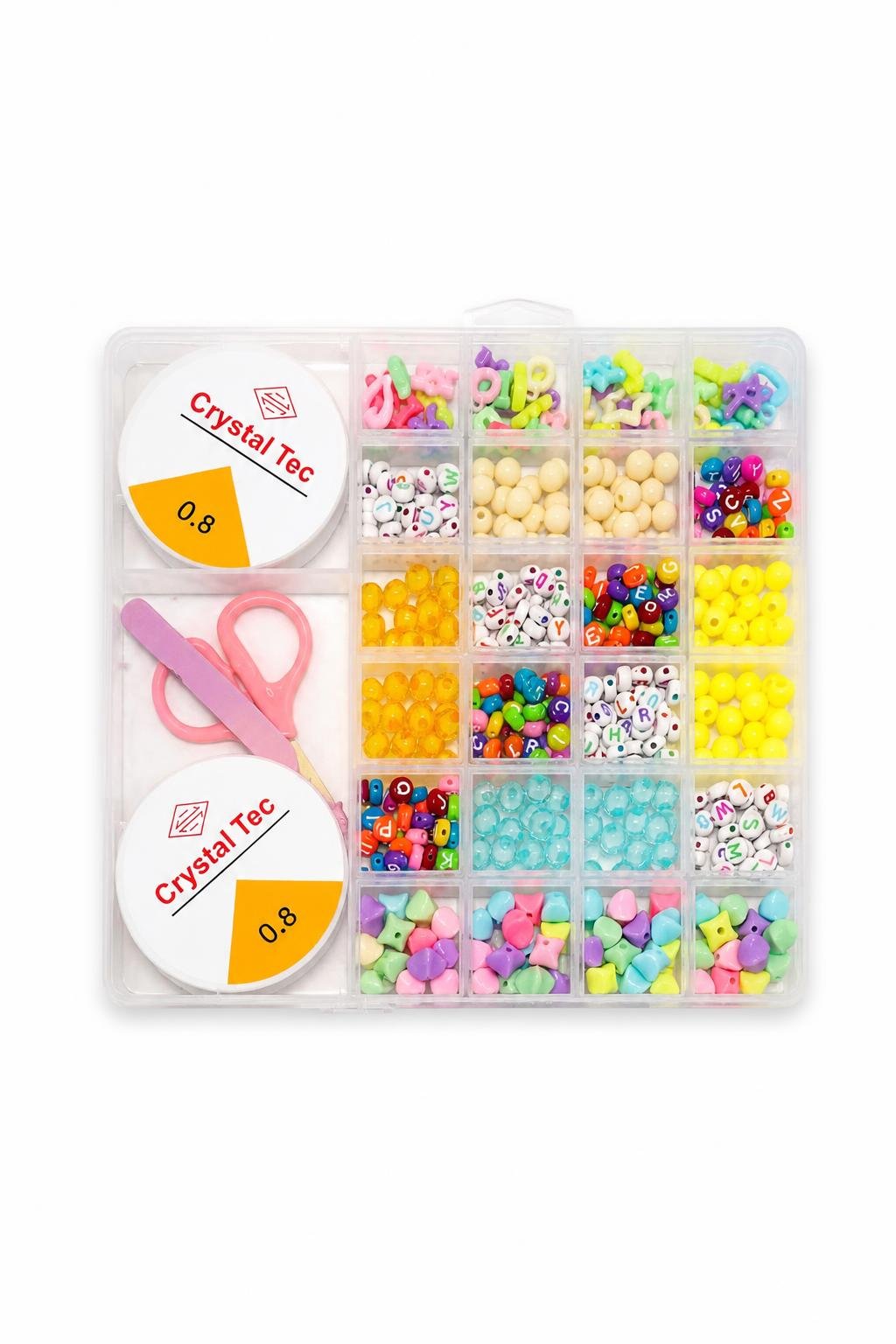 3d2afeb7-1ae2-41ad-8bc1-5e09d2d777a7.jpg علبة إكسسوار شفافة كبيرة مع خرز ملون ومقص - 9718757 - الصورة 1