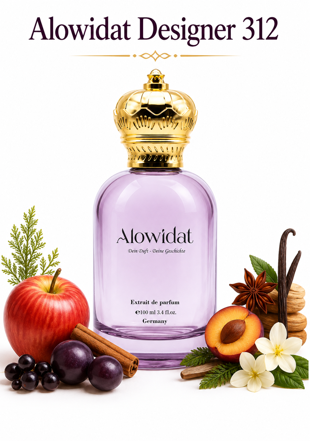 4296d003-3d88-465d-9968-d7d967d9712f عطر نسائي Alowidat Designer 312 – فاكهي حار بلمسة فانيليا خشبية - الصورة 1