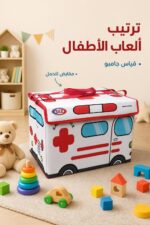 ⁦صندوق ألعاب قماشي SEZ جامبو بتصميم إسعاف - موديل 7718⁩ - الصورة ⁦2⁩