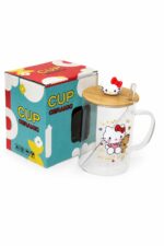 ماغ بيريكس Hello Kitty بغطاء خشبي وشلمونة زجاجية 9752