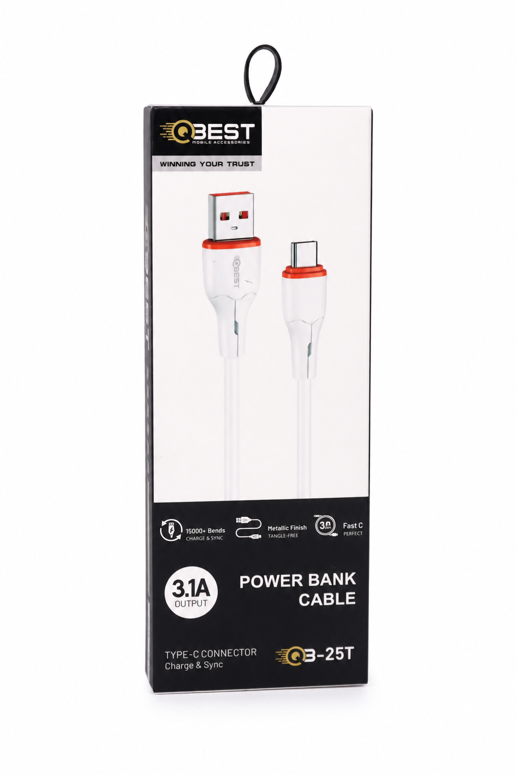 58d2a931-480c-4386-9f3d-d0092ed9e0d5.png وصلة باور بانك QBest USB إلى Type-C بخرج 3.1A QB25T - الصورة 1