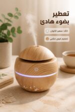 ⁦مبخرة عطرية كرة 3165067 بتصميم خشبي وLED متغير⁩ - الصورة ⁦2⁩
