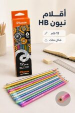 ⁦علبة أقلام رصاص Pikasso نيون HB مثلثة 12 قلم - 12070⁩ - الصورة ⁦2⁩