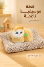 ⁦قطة فرو موسيقية ناعمة مع وسادة - موديل 14592⁩ - الصورة ⁦2⁩