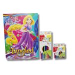 دفتر قصة وتلوين كبير Tangled مع قناع وألوان 12 لون - 5307
