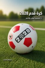 ⁦طابة كرة قدم 2028 باللونين الأبيض والأحمر - 15615⁩ - الصورة ⁦2⁩