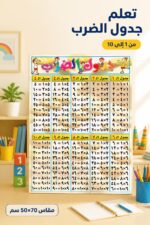 ⁦لوحة وايت بورد تعليمية جدول الضرب 50×70 سم - 4504⁩ - الصورة ⁦2⁩