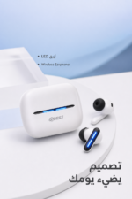 ⁦سماعات بلوتوث QBest QB601 بتقنية ENC وإضاءة LED زرقاء⁩ - الصورة ⁦4⁩