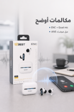 ⁦سماعات بلوتوث QBest QB601 بتقنية ENC وإضاءة LED زرقاء⁩ - الصورة ⁦2⁩