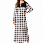 قميص نوم كاروهات نسائي Soula – ريون 100% | M–L