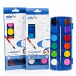 علبة ألوان مائية حجرية EDU3 12 لون مع ريشة - 9099