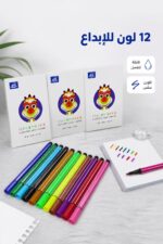 ⁦علبة أقلام فلوماستر تايغر 12 لون قابلة للغسل - 9340⁩ - الصورة ⁦2⁩