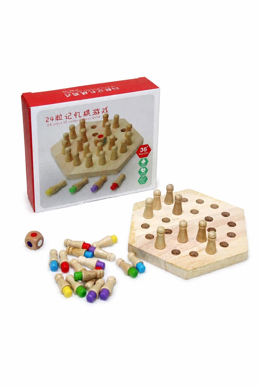 8ee35b9a-a0bd-4474-9ace-11b5dc489637.jpg لعبة شطرنج الذاكرة الخشبية الملونة 24 قطعة - 2356074 - الصورة 1
