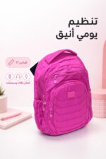 ⁦حقيبة ظهر وردية TT113 قياس 17 مع أماكن USB وسماعات⁩ - الصورة ⁦2⁩