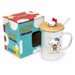 ماغ بيريكس Hello Kitty بغطاء خشبي وشلمونة زجاجية - 9754