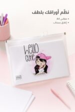 ⁦مصنف سحاب ديزني A4 شفاف بطبعة HELLO CUTIE - 4341760⁩ - الصورة ⁦2⁩