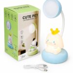 مصباح مكتب CUTE PET كرومي قابل للشحن مع إضاءة ليلية - 10180