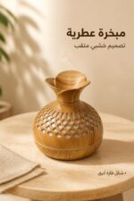 ⁦مبخرة عطرية خشبية مثقبة بتصميم فازة - 1017530⁩ - الصورة ⁦2⁩