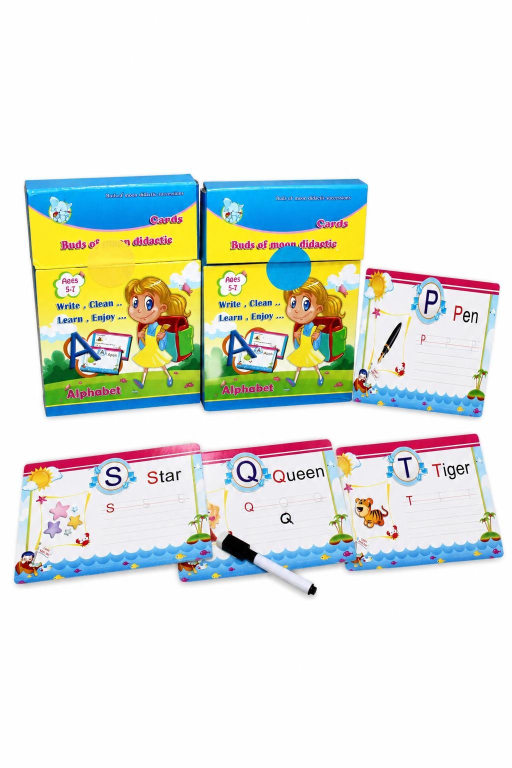 a2f1b0b7-0ca2-4a94-9b31-d1bb9906673e.jpg بطاقات اكتب وامسح للأحرف الإنجليزية موديل 7518 - الصورة 1